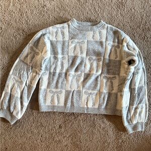 a new day Women's Cream and Gray Patterned Sweater
